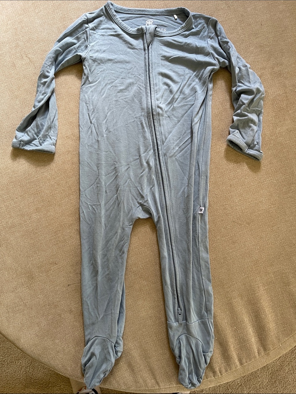 Bums and Roses blue Footed One-Piece Zipper Pajamas